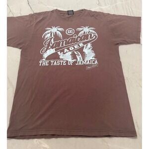 Red Stripe Jamaican Lager T Shirt Mens L Brown Graphic Brewed Since 28 Cotton